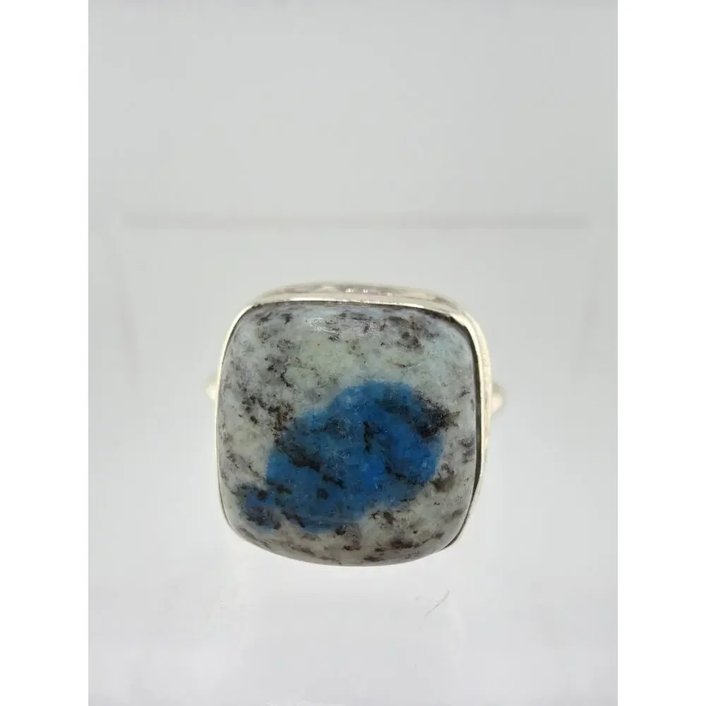 Square K2 Jasper Azurite Granite 925 Sterling Silver Ring Size 6.5